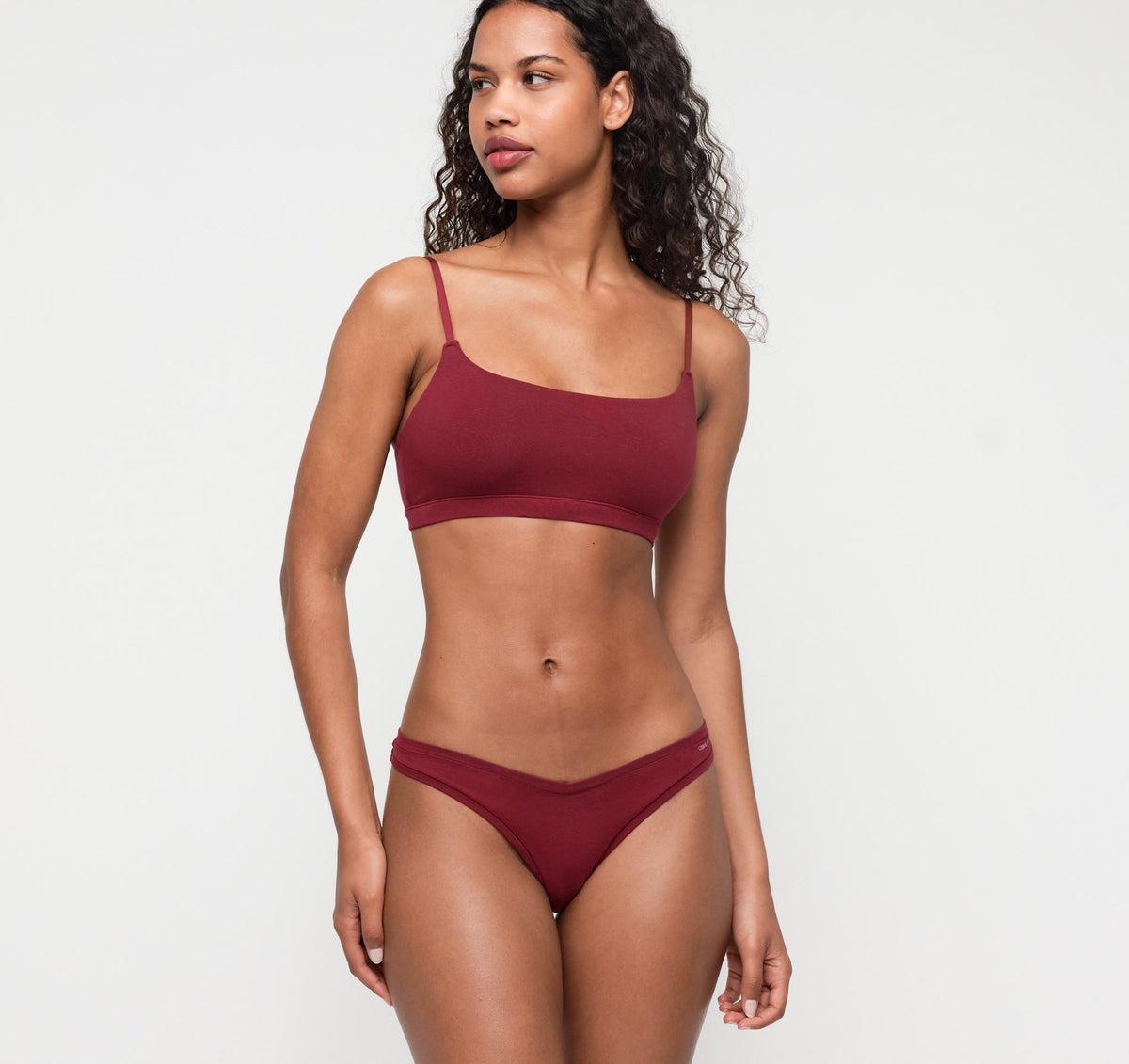 Model wearing the drop