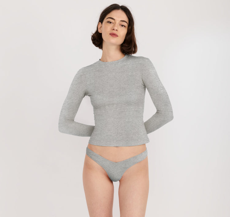 Flex Long Sleeve Tee - Grey Melange – made with 91% organic cotton