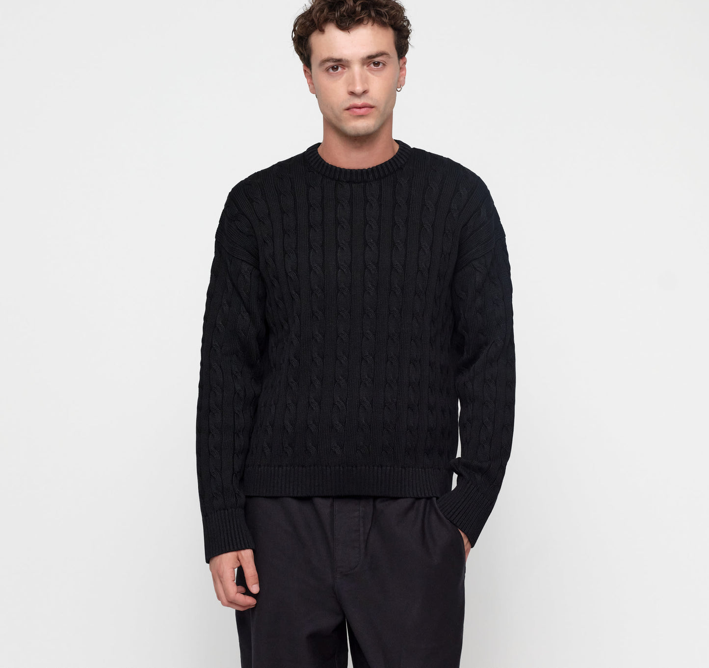 True Knit Boxy Fit Cable Sweater