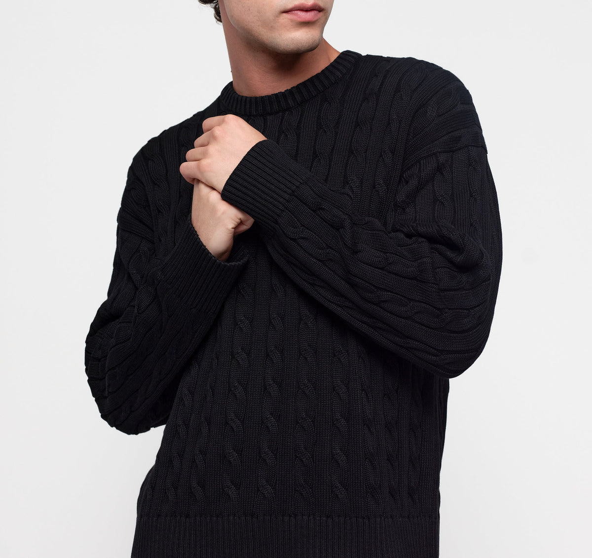 True Knit Boxy Fit Cable Sweater
