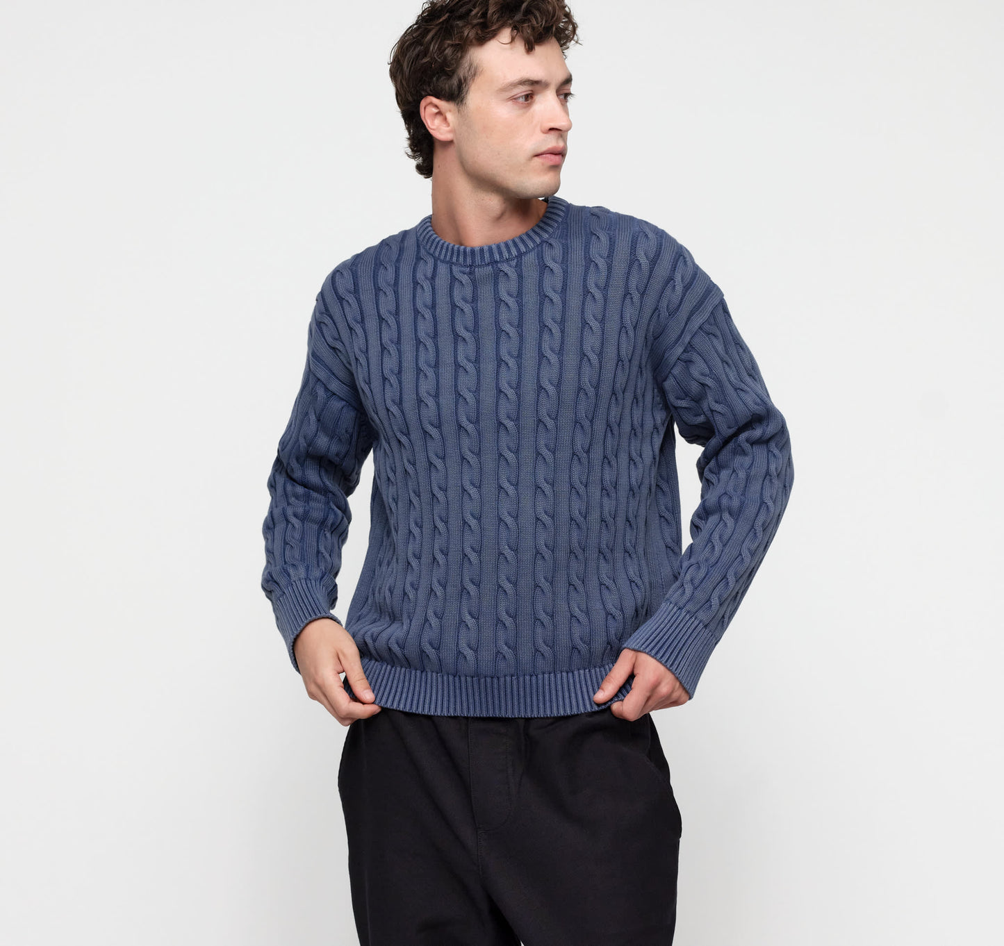 True Knit Boxy Fit Cable Sweater