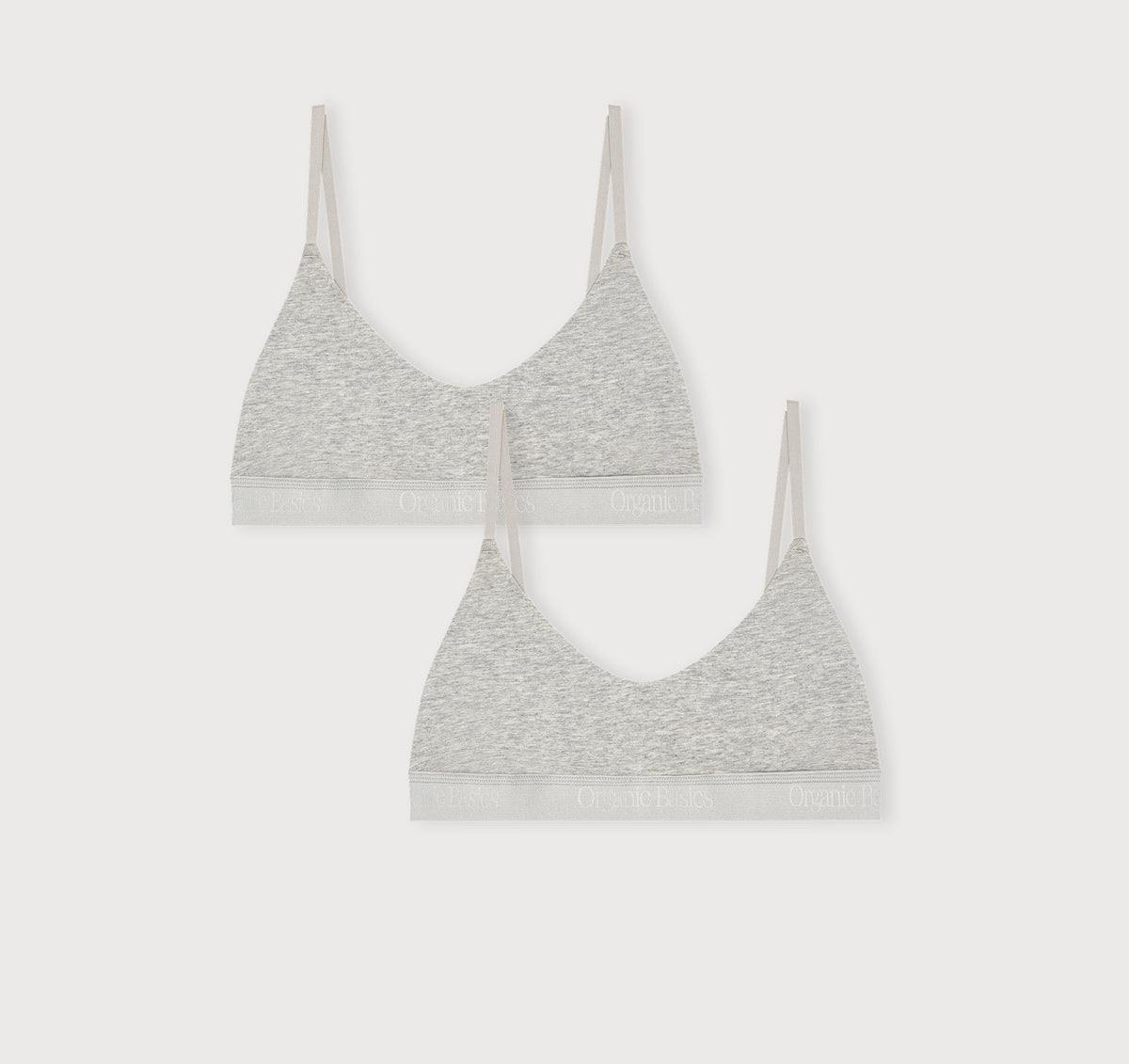 Core Rib Open Back Scoop Bralette 2-Pack - Grey Melange – organic cotton
