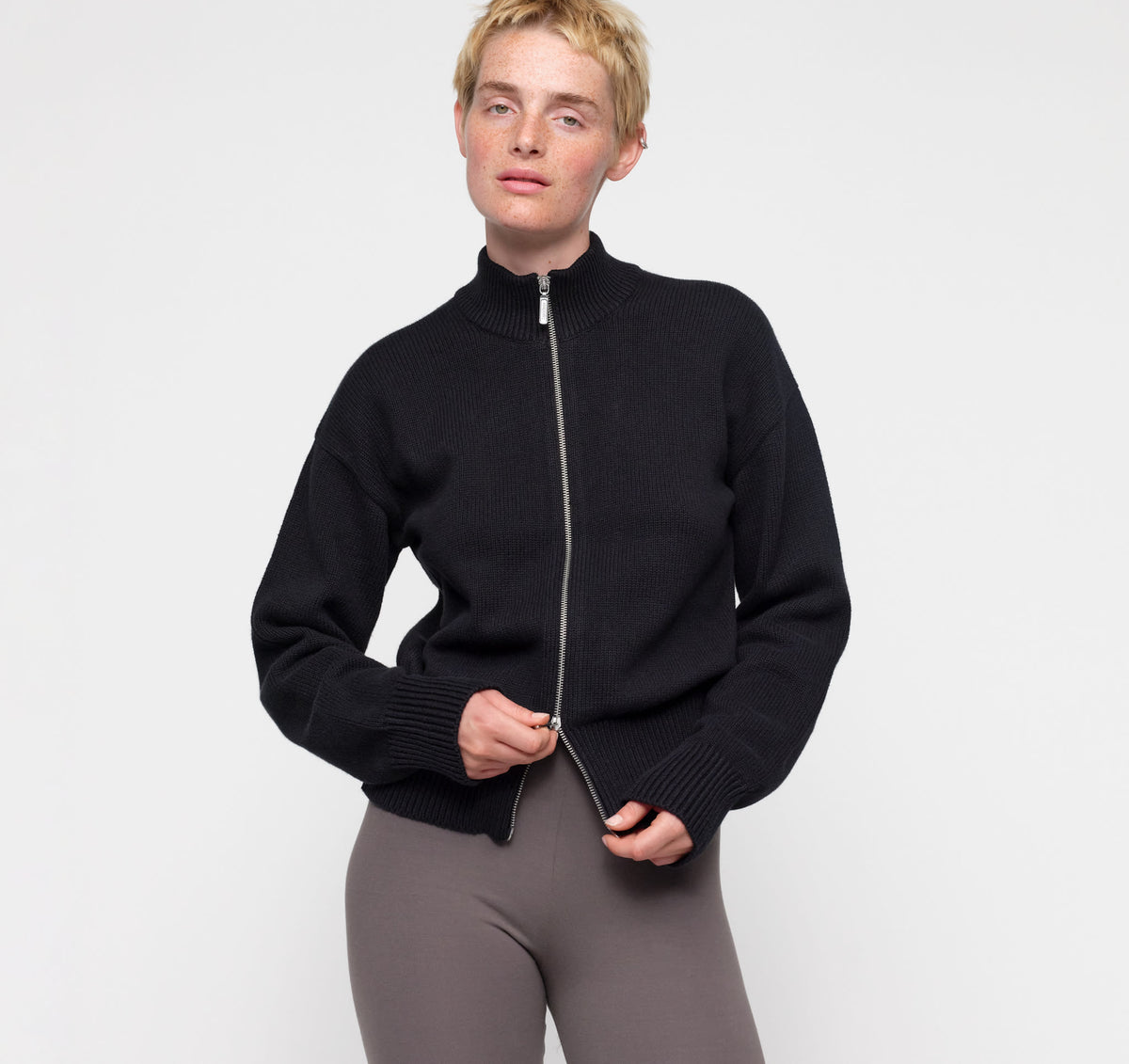 True Knit High Collar Cardigan