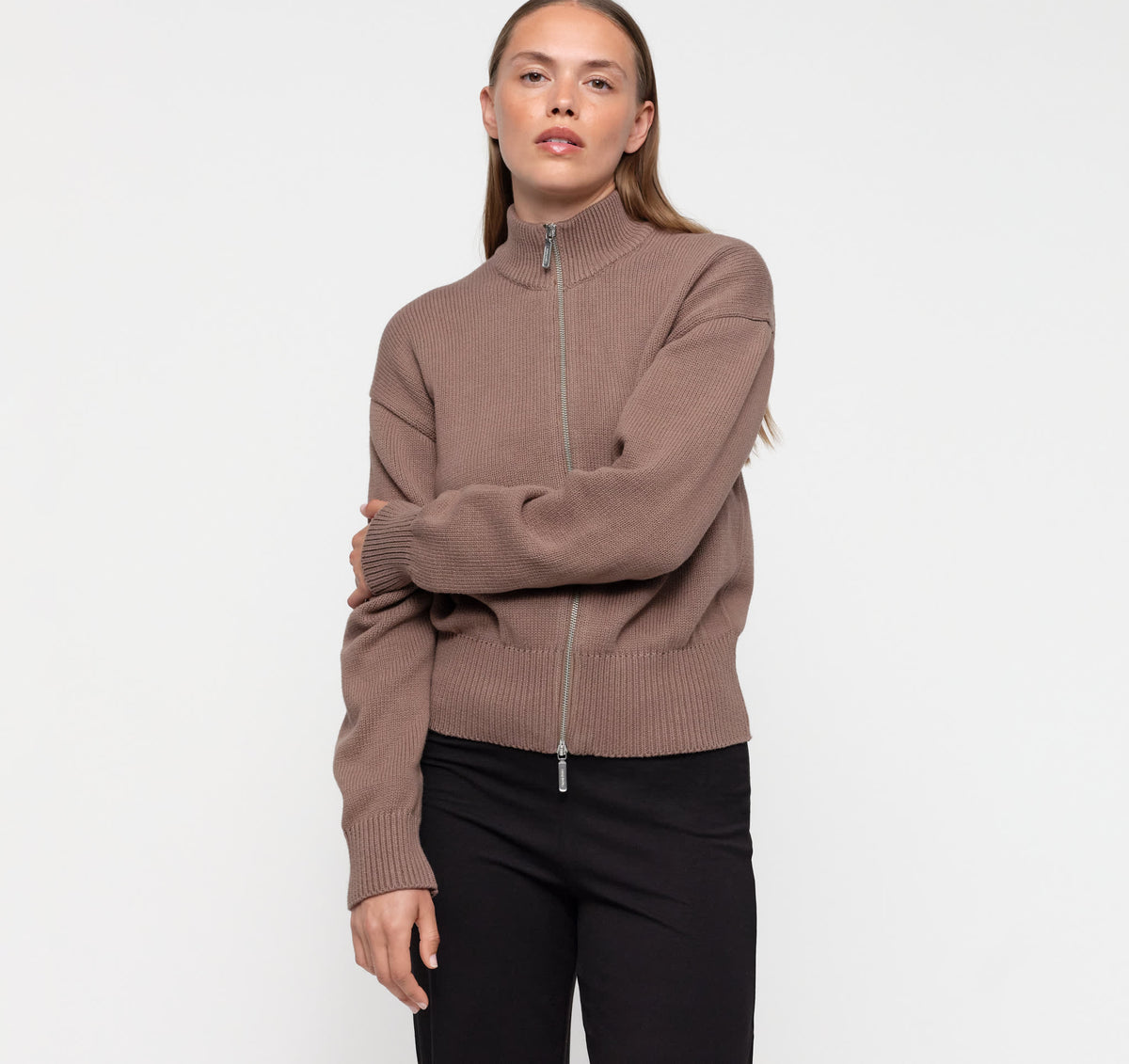 True Knit High Collar Cardigan