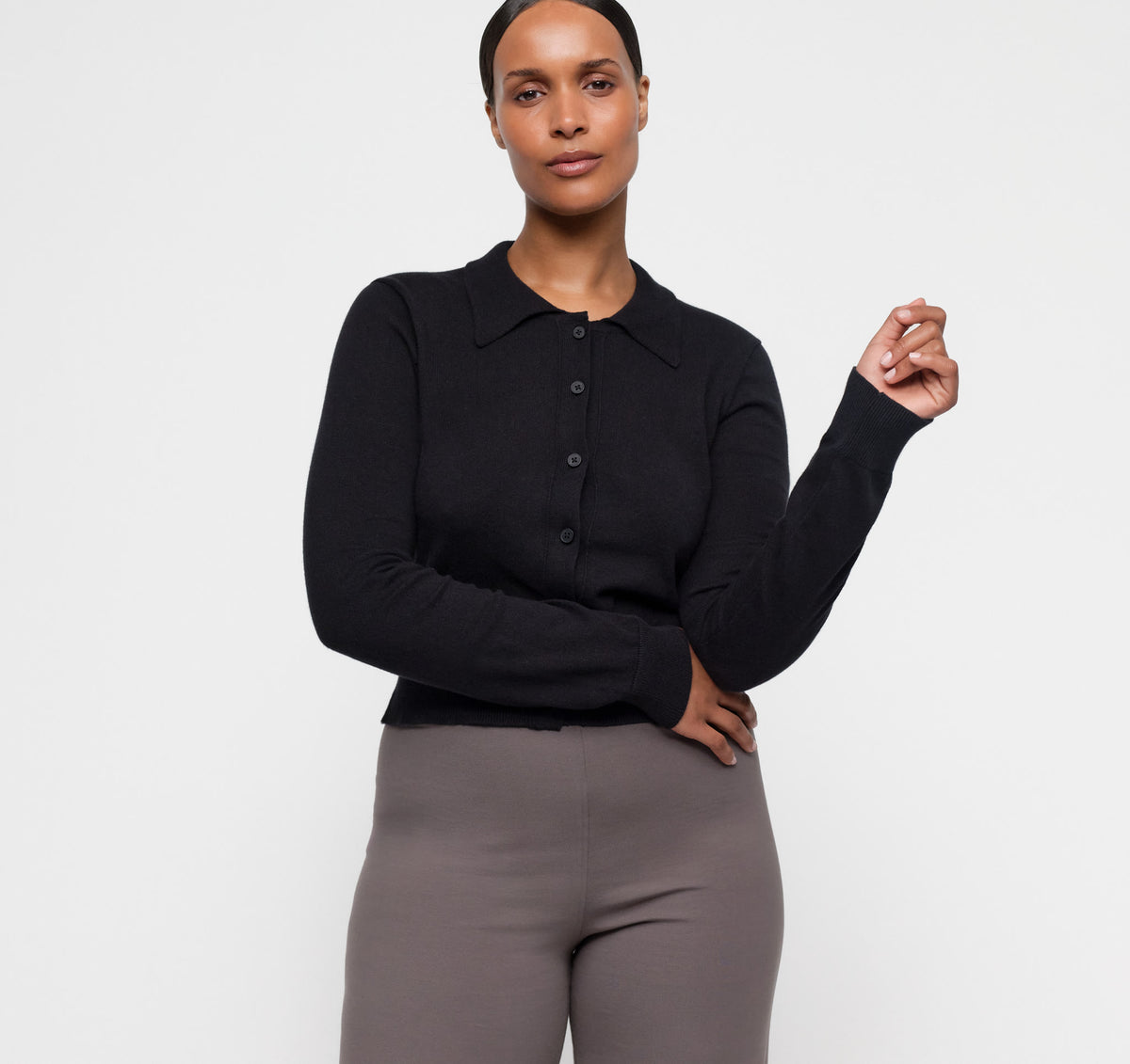 True Knit Fluffy Polo Cardigan