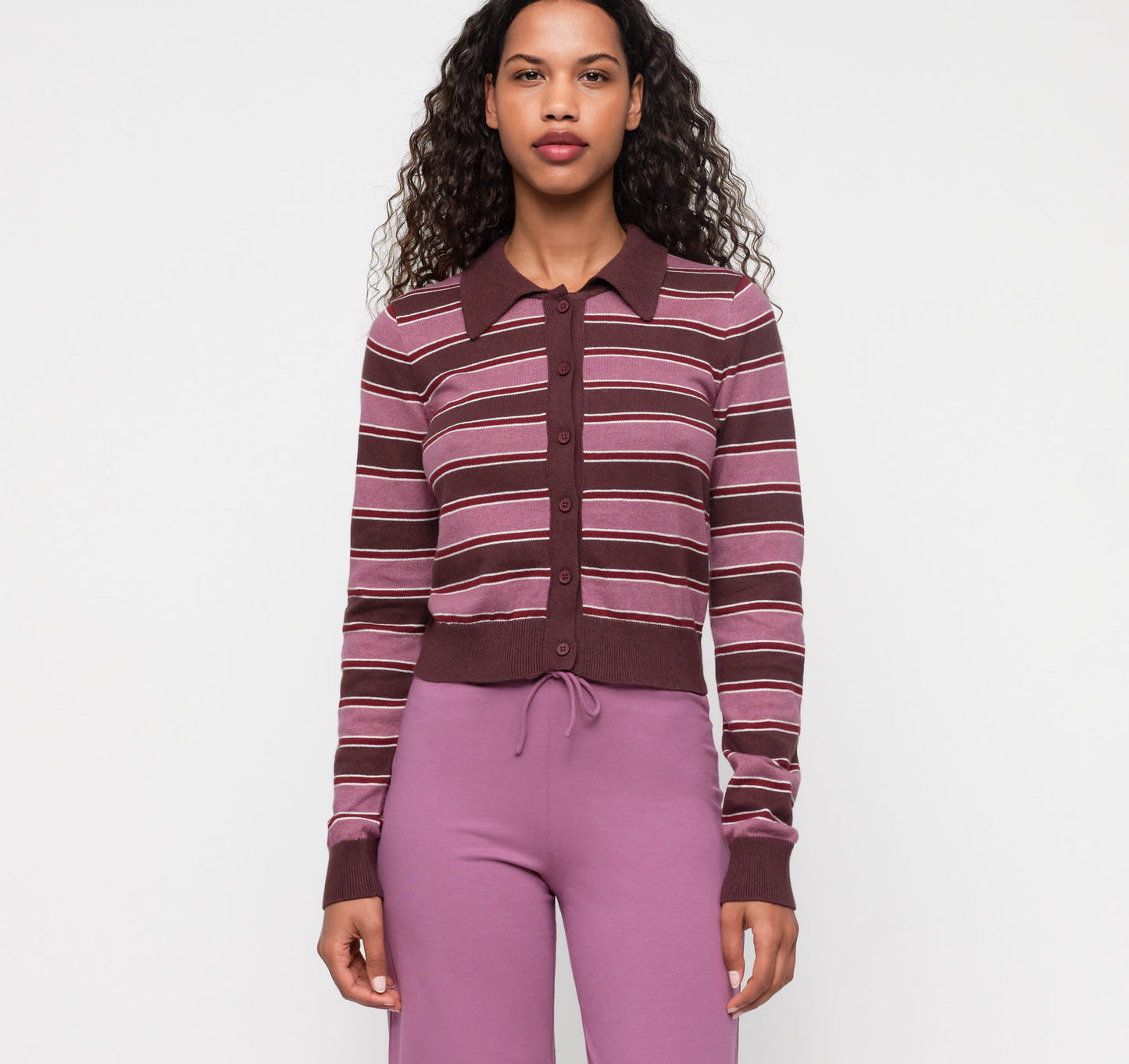 True Knit Fluffy Polo Cardigan