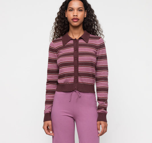 True Knit Fluffy Polo Cardigan