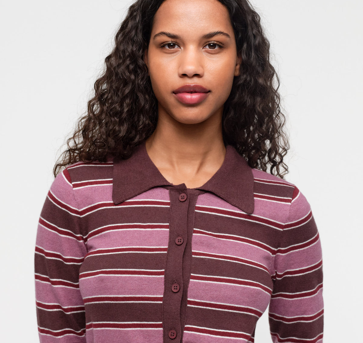 True Knit Fluffy Polo Cardigan